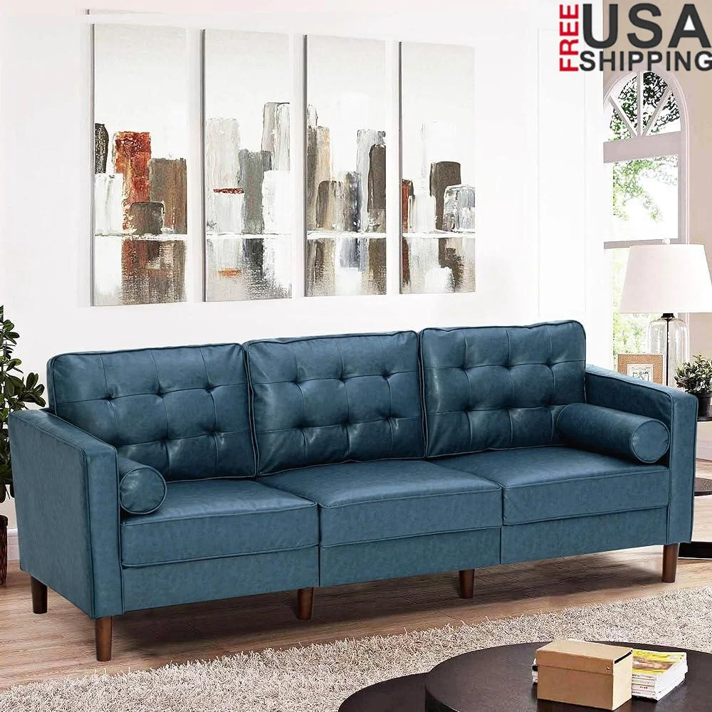 Modern Faux Leather 3-Seat Sofa with Tufted Backrests Bolster Pillows Comfortable Couch Living Room Indoor Use Easy Assembly
Modern Faux Leather 3-Seat Sofa with Tufted Backrests Bolster Pillows Comfortable Couch Living Room Indoor Use Easy Assembly