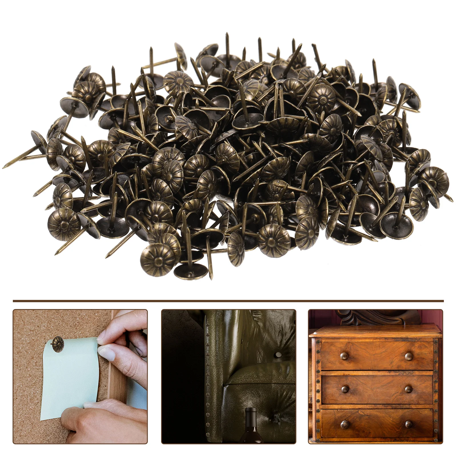 300 Pcs Upholstery Tacks Retro Iron Decorative Furniture Nails for Sofa Bed Crafts Wall Display Push Pin Thumb Tacks
300 Pcs Upholstery Tacks Retro Iron Decorative Furniture Nails for Sofa Bed Crafts Wall Display Push Pin Thumb Tacks
