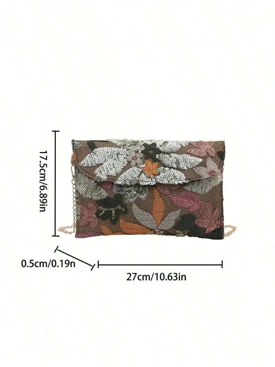 Sequin Embroidered Floral Envelope Clutch Bag For Women Party Evening
Sequin Embroidered Floral Envelope Clutch Bag For Women Party Evening