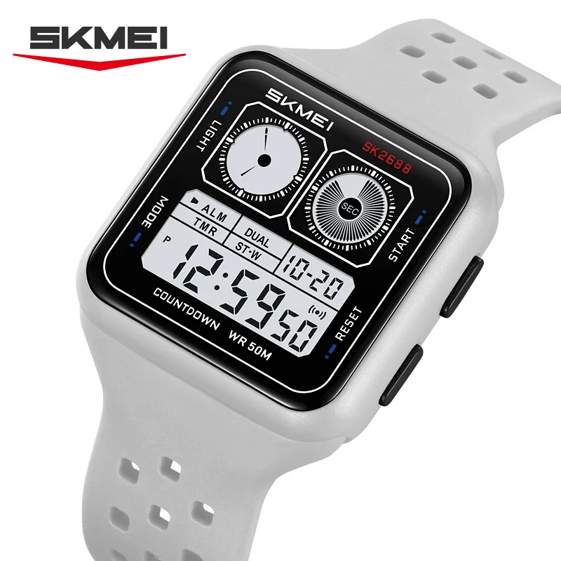 SKMEI 2688 Sports Men's Luminous LED Electronic Watch reloj hombre Square Case Time Silicone Strap Waterproof Multi functional
SKMEI 2688 Sports Men's Luminous LED Electronic Watch reloj hombre Square Case Time Silicone Strap Waterproof Multi functional