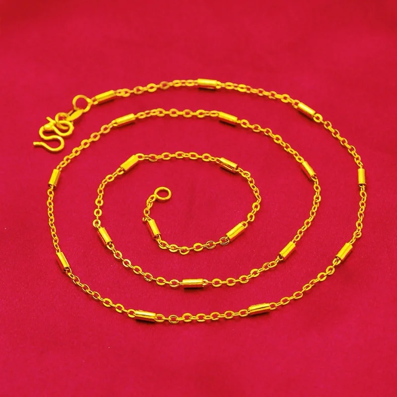 Luxury 24K Au999 Gold Bamboo Joint Chain Necklace for Women, Cylinder Bead Link Chain, Elegant Clavicle Chain Jewelry Gift
Luxury 24K Au999 Gold Bamboo Joint Chain Necklace for Women, Cylinder Bead Link Chain, Elegant Clavicle Chain Jewelry Gift