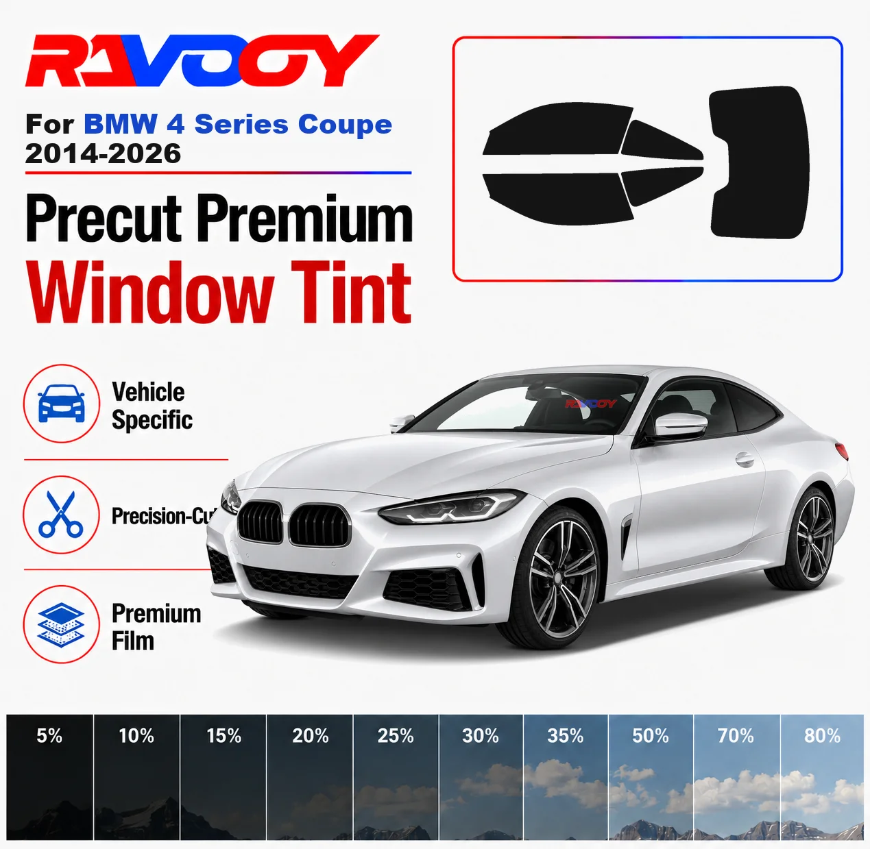 Premium Precut Window Tint Kit Front Rear Windows Rear Windshield For BMW 4 Series Coupe 2014-2026 Car Solar Nano Ceramic Film
Premium Precut Window Tint Kit Front Rear Windows Rear Windshield For BMW 4 Series Coupe 2014-2026 Car Solar Nano Ceramic Film