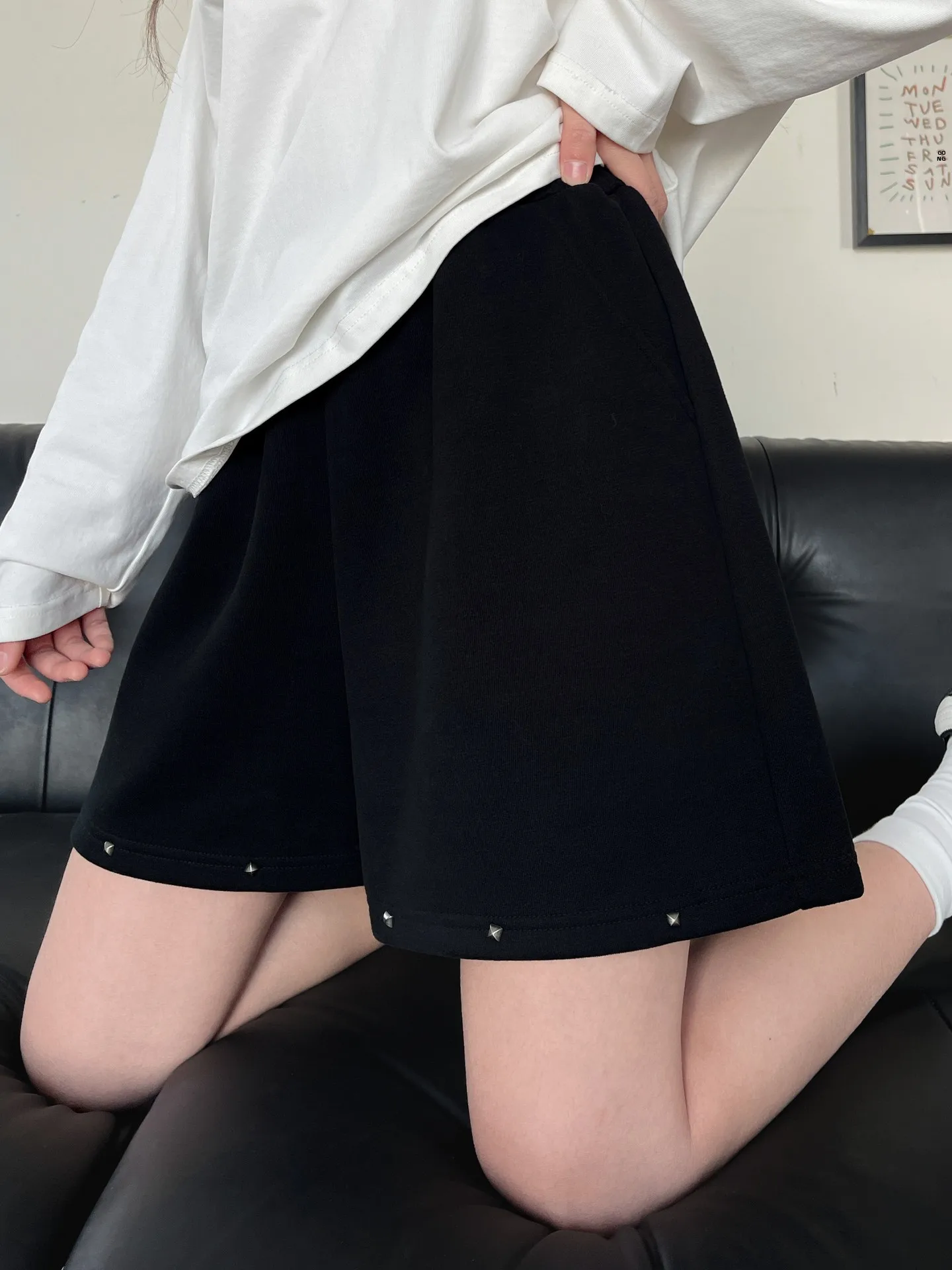 Sweet Sle High Waist Loose Fit Bla Rivet ort Pants Women's Casual Trousers Spring Faion Slimming Small Size Versatile
Sweet Sle High Waist Loose Fit Bla Rivet ort Pants Women's Casual Trousers Spring Faion Slimming Small Size Versatile