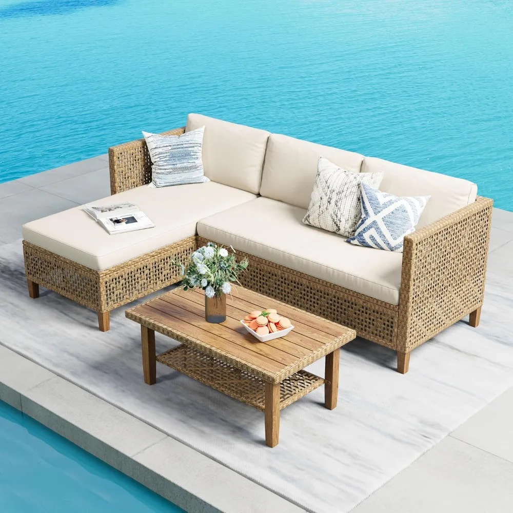 Outdoor Wicker Patio Conversation Set, Acacia Wood Patio Chaise Longue Conversation Set with Coffee Table & Cushions Garden Fur
Outdoor Wicker Patio Conversation Set, Acacia Wood Patio Chaise Longue Conversation Set with Coffee Table & Cushions Garden Fur
