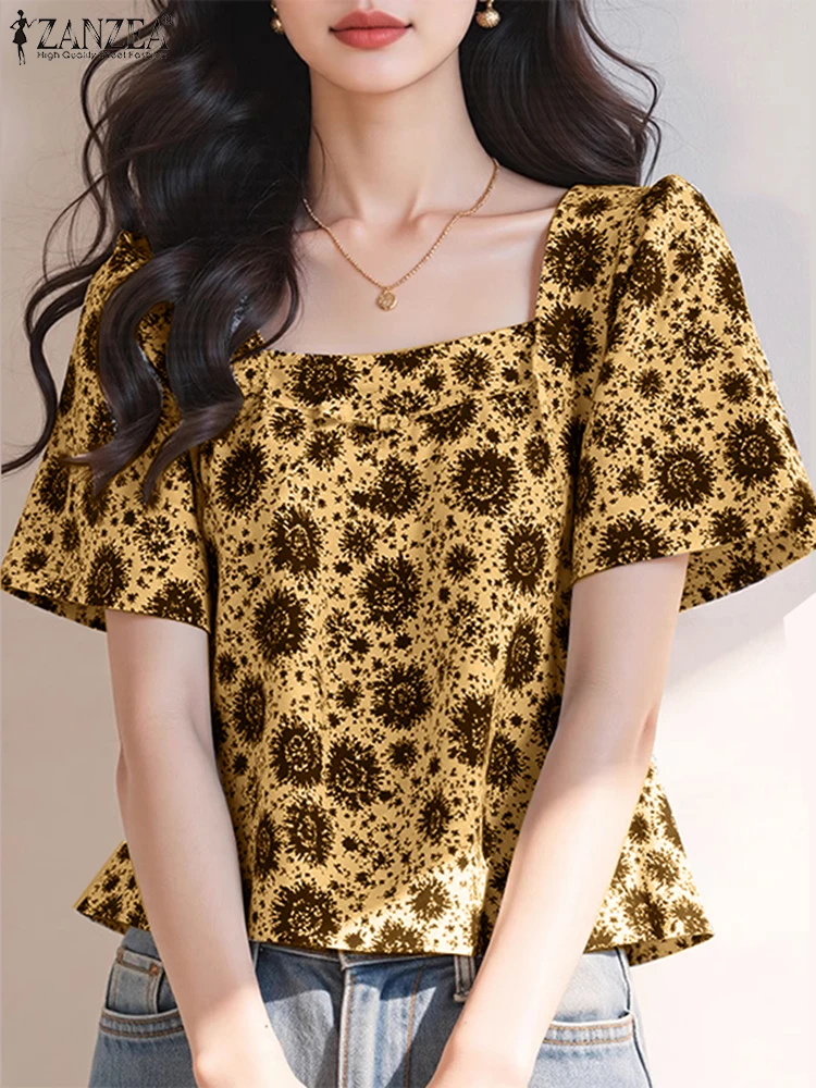 ZANZEA Women Fashion Tops 2025 Summer Short Sleeve Square Collar Casual Blouse Print Tops Blusas Puff Sleeve Shirt Streetwear
ZANZEA Women Fashion Tops 2025 Summer Short Sleeve Square Collar Casual Blouse Print Tops Blusas Puff Sleeve Shirt Streetwear