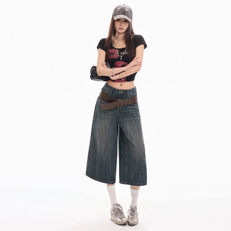 American Vintage Wide Leg Denim Short Women Spring Summer Solid Loose Casual Straight Jeans High Waist Y2K Female Denim Trousers
American Vintage Wide Leg Denim Short Women Spring Summer Solid Loose Casual Straight Jeans High Waist Y2K Female Denim Trousers