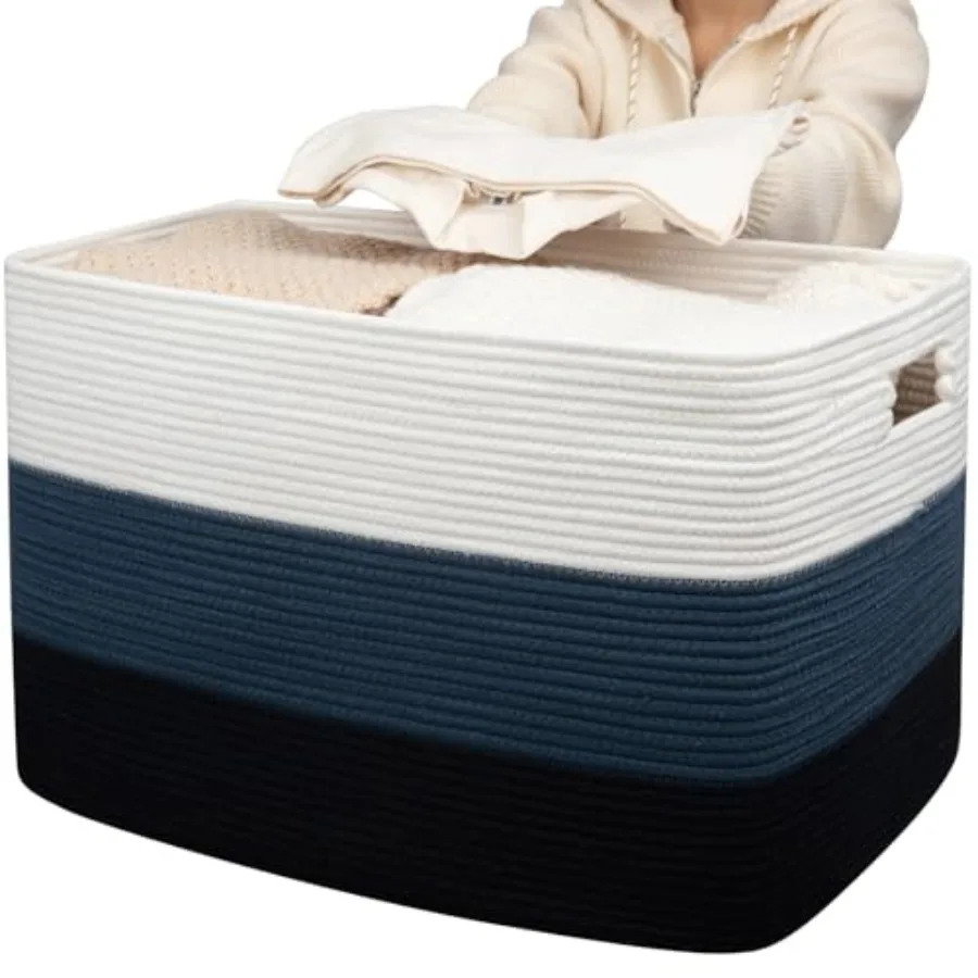 118L Extra Large Blanket Basket, Rectangle Woven Cotton Rope Storage Basket, Used for storing Dirty Clothes, Stuffed Animal Toy
118L Extra Large Blanket Basket, Rectangle Woven Cotton Rope Storage Basket, Used for storing Dirty Clothes, Stuffed Animal Toy