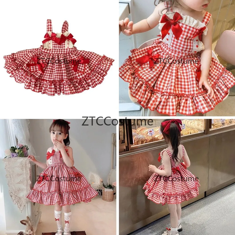 Lolita Princess Cosplay Dress Summer Girls Sleeveless Square Neck Plaid Print Bow Lace Decoration Korean Style Dress
Lolita Princess Cosplay Dress Summer Girls Sleeveless Square Neck Plaid Print Bow Lace Decoration Korean Style Dress