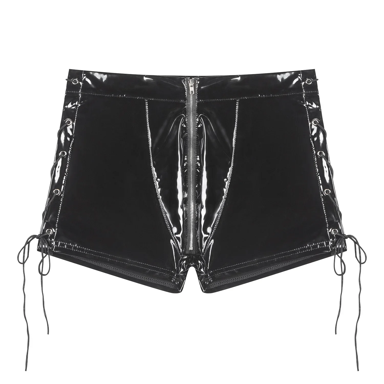 Men Side Hollow Out Bandage Shorts Shiny Wet Look PVC Leather Zipper Low Waist Short Pants Glossy Latex Nightclub Party Costumes
Men Side Hollow Out Bandage Shorts Shiny Wet Look PVC Leather Zipper Low Waist Short Pants Glossy Latex Nightclub Party Costumes