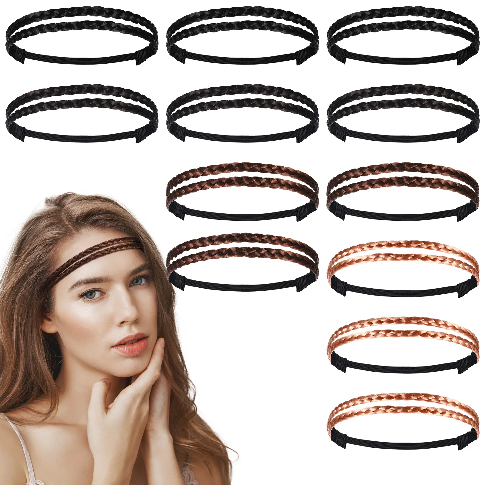 12 Pcs Headband Double Braided Knotted Elastic Twist Miss Hair Chemical Fiber Extensions Girl
12 Pcs Headband Double Braided Knotted Elastic Twist Miss Hair Chemical Fiber Extensions Girl