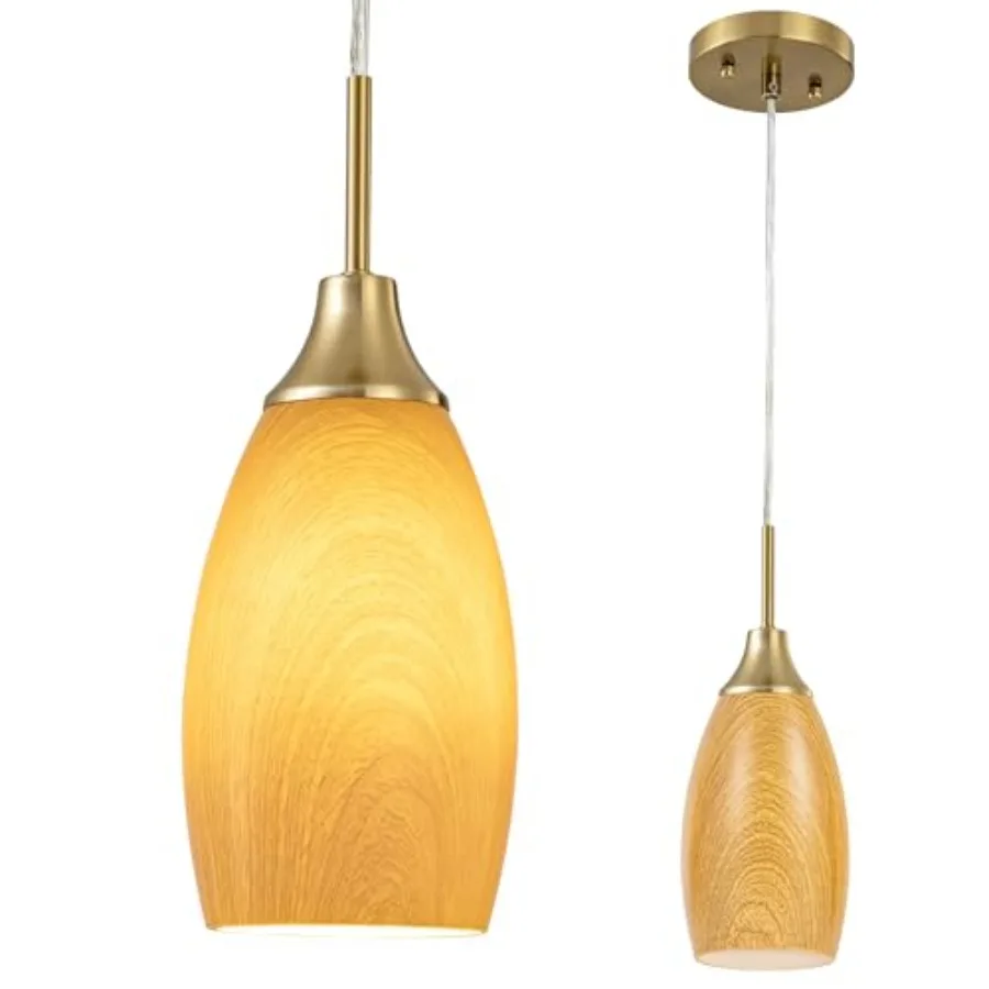 Mini Glass Pendant Light 4.72" Walnut Wood Grain Pendant Lights 1-Pack Handblown Art Oval Glass Hanging Pendant Light for Kitch
Mini Glass Pendant Light 4.72" Walnut Wood Grain Pendant Lights 1-Pack Handblown Art Oval Glass Hanging Pendant Light for Kitch