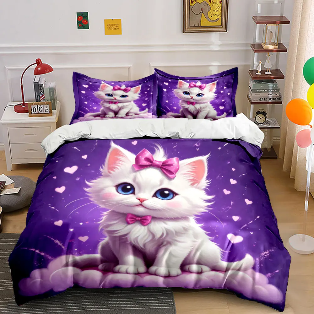 White cat on dreamy purple background Printed Duvet Cover Set1 Duvet Cover+2 PillowcaseMulti Size Bedroom Bedding Decor
White cat on dreamy purple background Printed Duvet Cover Set1 Duvet Cover+2 PillowcaseMulti Size Bedroom Bedding Decor