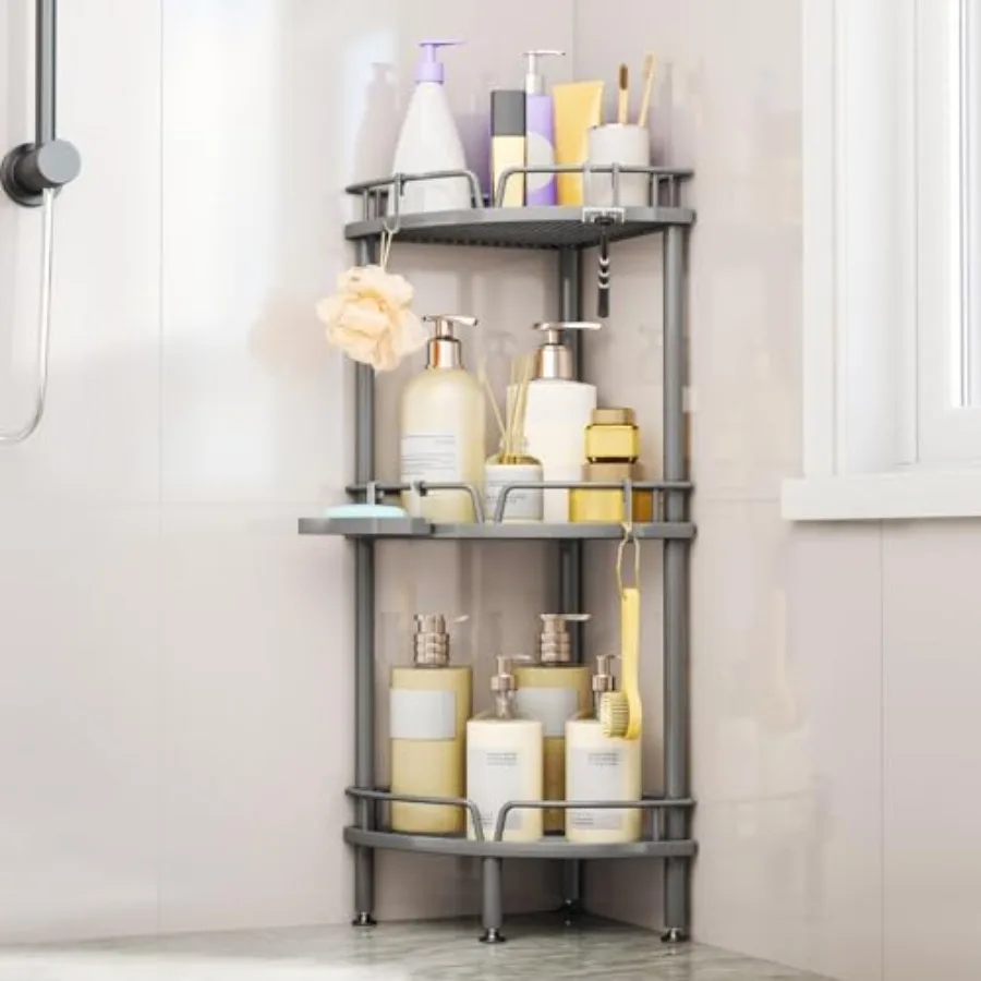 Corner Shower Caddy Stand - Shower Organizer with Soap Holder, Tall Floor Corner Shelf Standing with Adjustable Feet and 4 Hook
Corner Shower Caddy Stand - Shower Organizer with Soap Holder, Tall Floor Corner Shelf Standing with Adjustable Feet and 4 Hook