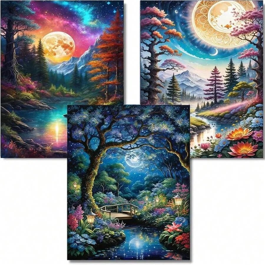 OFRKE Diamond Painting Kits For Adults, 3 Pack Moon Scenery River DIY 5D Diamond Art Kits For Adults Beginners Full Round Drill
OFRKE Diamond Painting Kits For Adults, 3 Pack Moon Scenery River DIY 5D Diamond Art Kits For Adults Beginners Full Round Drill