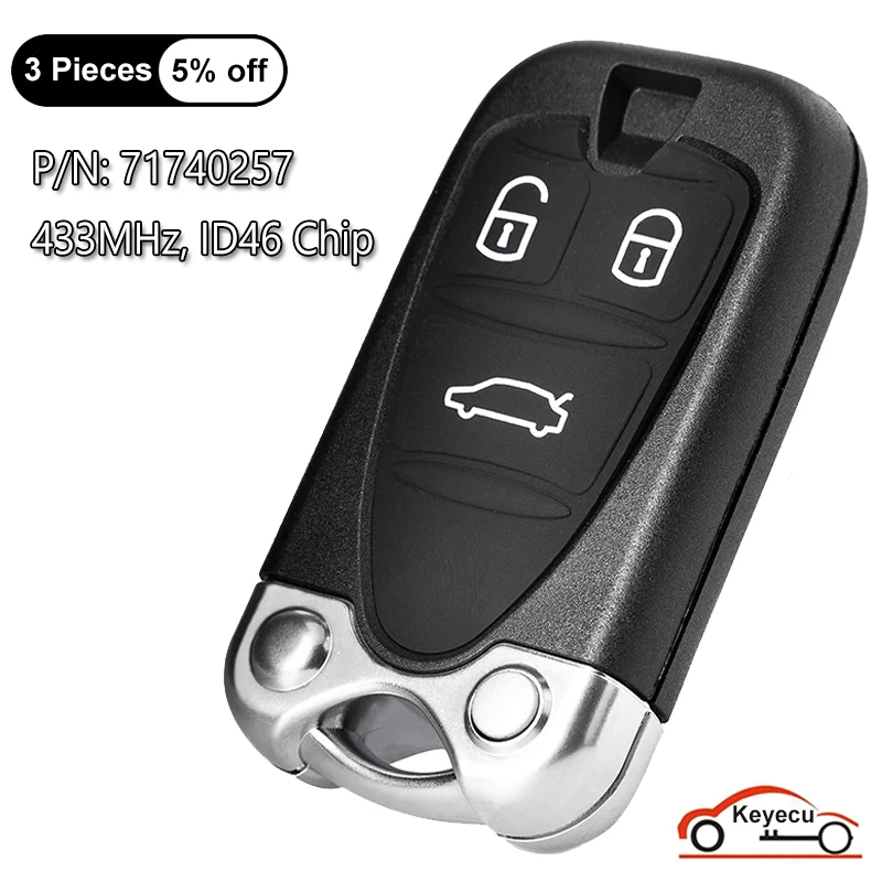 KEYECU 3 кнопки 433 МГц ID46 чип для Alfa Romeo 159 Brera Spider 2005 2006 2007 2008-2011 авто умный дистанционный брелок 71740257
KEYECU 3 кнопки 433 МГц ID46 чип для Alfa Romeo 159 Brera Spider 2005 2006 2007 2008-2011 авто умный дистанционный брелок 71740257