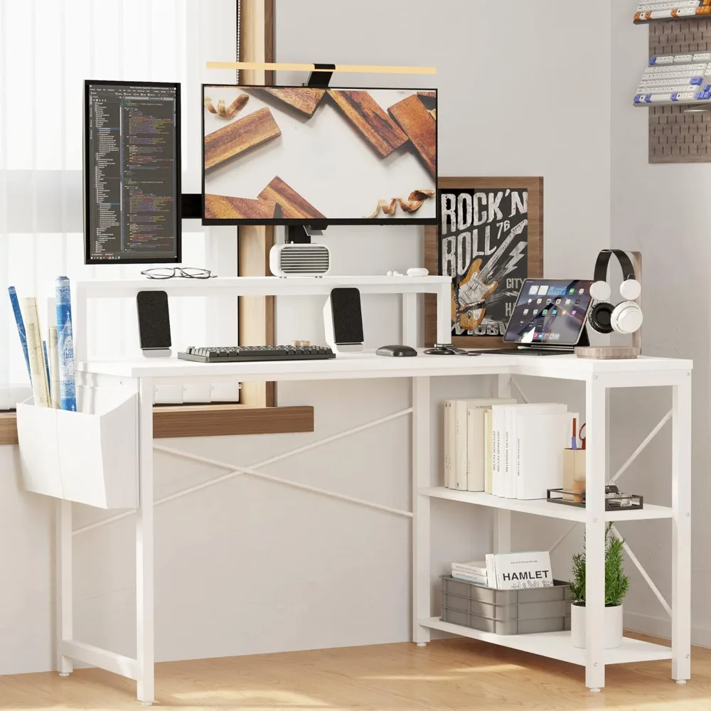 L Shaped Computer Desk with Charging Station and Storage Shelves, 47 inch Corner with Study Table for Desk Home Office, White
L Shaped Computer Desk with Charging Station and Storage Shelves, 47 inch Corner with Study Table for Desk Home Office, White