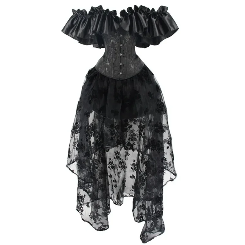Black Corset Dress Skirt Set Off Shoulder Sexy Overbush Corsets with Skirt Women Gothic Plus Size Burlesque Corset Victorian
Black Corset Dress Skirt Set Off Shoulder Sexy Overbush Corsets with Skirt Women Gothic Plus Size Burlesque Corset Victorian
