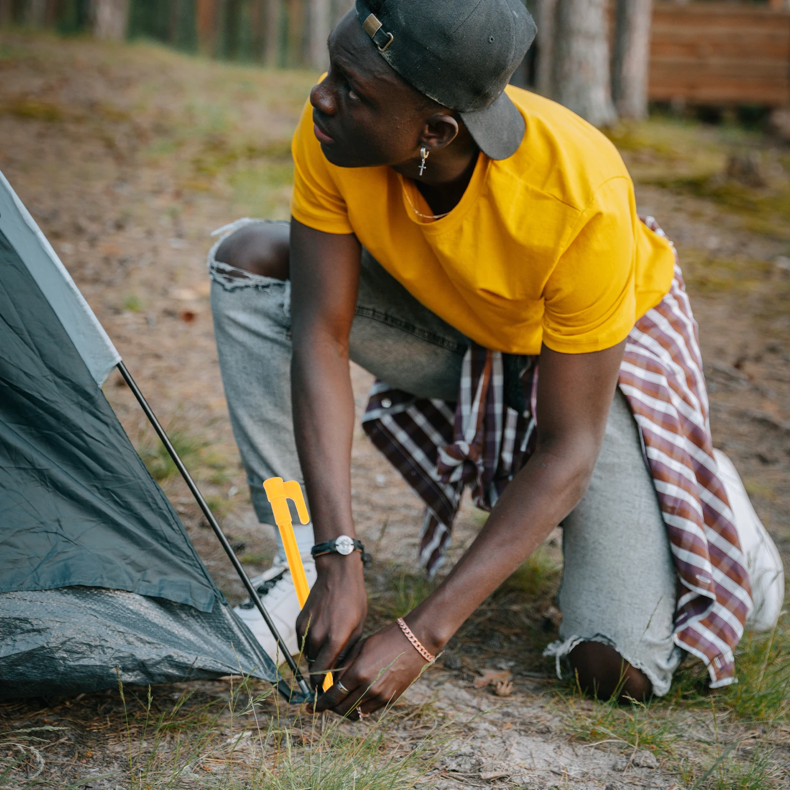 24pcs Tent Stakes Heavy Duty Plastic Garden Nails Reusable Abs Lightweight Camping Pegs Beach Grass Mud Hook Design Flat Head
24pcs Tent Stakes Heavy Duty Plastic Garden Nails Reusable Abs Lightweight Camping Pegs Beach Grass Mud Hook Design Flat Head