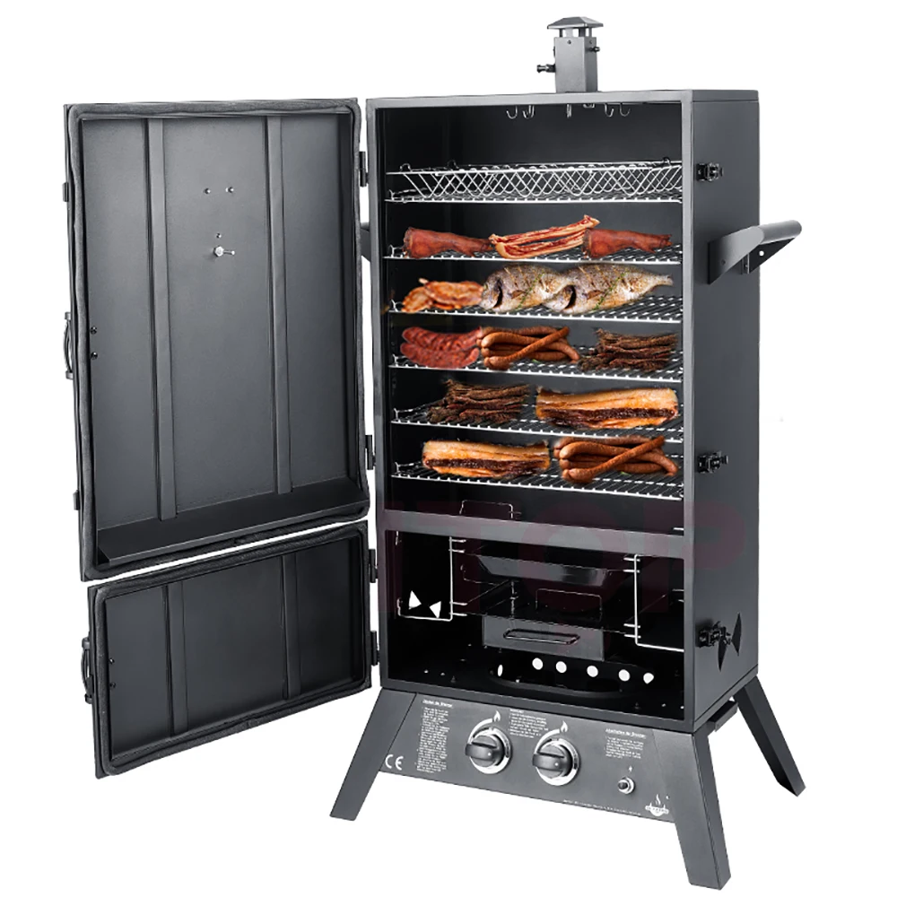 For Iron Paint 50-120 Degrees Celsius Movable Large Cooking Area 2 Gas Burner Bbq Smoker Grill With Furnace Stack
For Iron Paint 50-120 Degrees Celsius Movable Large Cooking Area 2 Gas Burner Bbq Smoker Grill With Furnace Stack