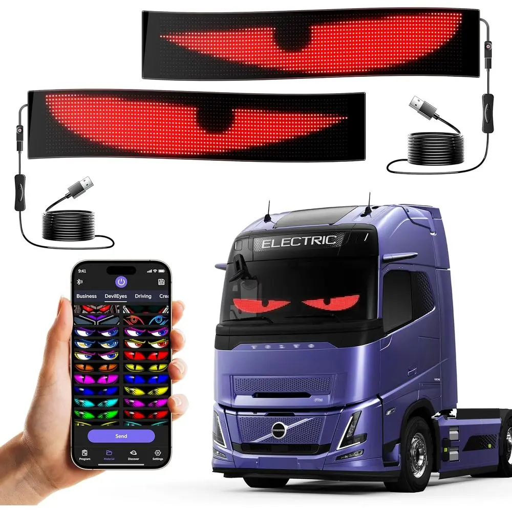 LED Sign or Car Devil's Eyes Light or Windshield APP Control Scrolling Display Custom Sign DIY Progmable lexible USB 5V LED Name