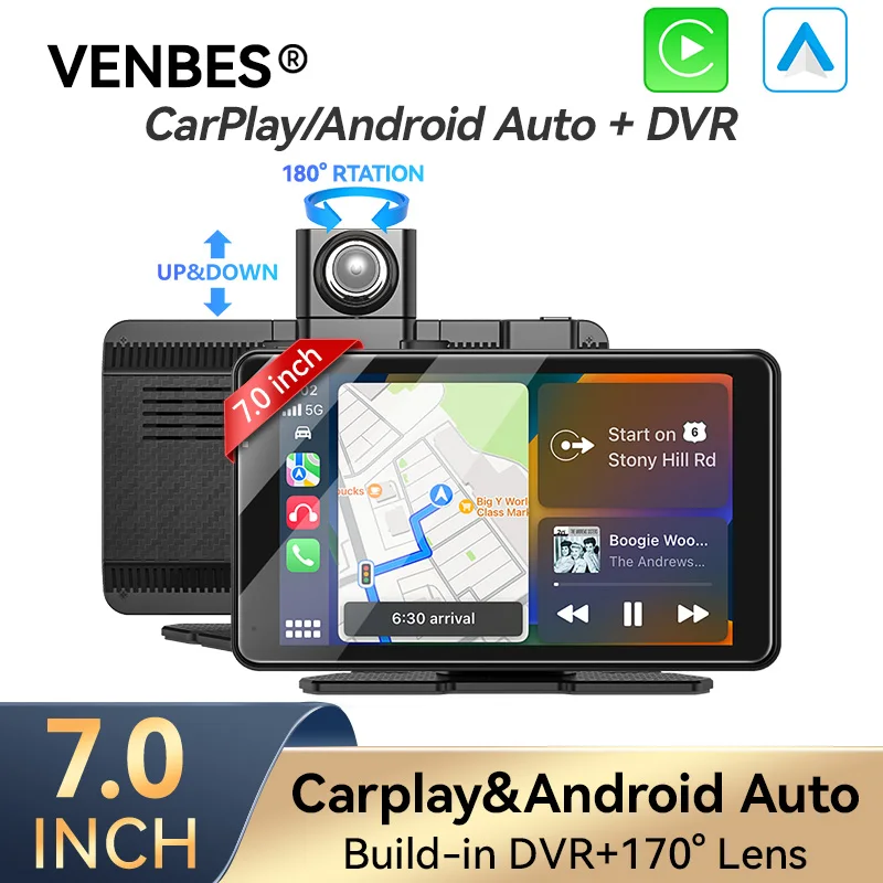 VENBES Universal 7'' Carplay Android Auto Car Multimedia Build-in DVR Player Mirrorlink Video Playback
VENBES Universal 7'' Carplay Android Auto Car Multimedia Build-in DVR Player Mirrorlink Video Playback