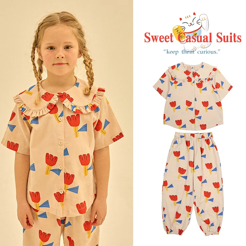 Children's Set 24 Summer New JW Girls Casual Two-Piece Kid Cartoon Tulip Print Short Sleeve Long Pants Set
Children's Set 24 Summer New JW Girls Casual Two-Piece Kid Cartoon Tulip Print Short Sleeve Long Pants Set