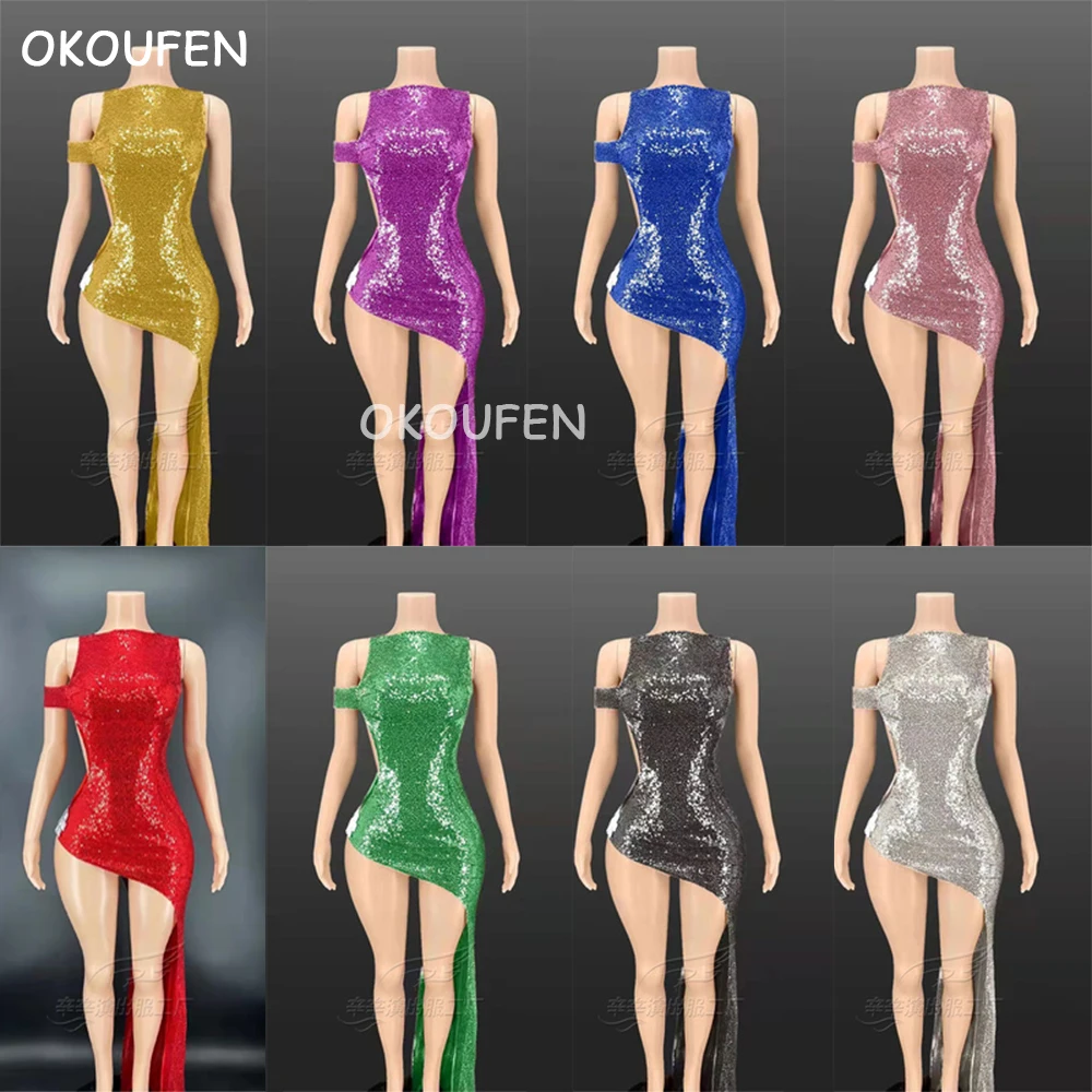 Nightclub bar female singer evening dress stage performance costume sexy red diamond elastic sequins bag hip split skirt
Nightclub bar female singer evening dress stage performance costume sexy red diamond elastic sequins bag hip split skirt