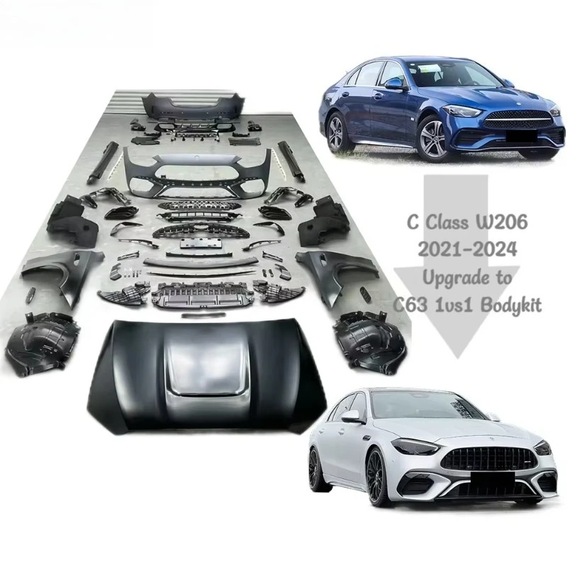 C-Class W206 to C63 Body Kit 1:1 Upgrade Kit Front Bumper Grille Cover Fenders Side Skirt Rear Lip Exhaust Tip
C-Class W206 to C63 Body Kit 1:1 Upgrade Kit Front Bumper Grille Cover Fenders Side Skirt Rear Lip Exhaust Tip