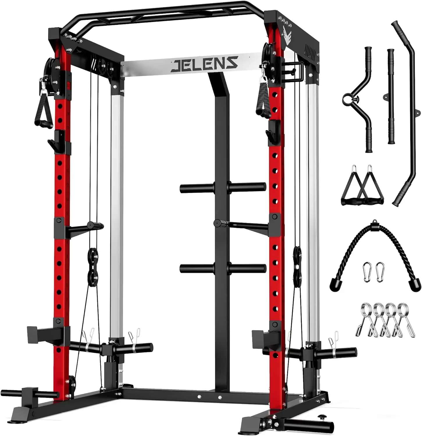 JELENS C21 Power Cage, 2000LBS Multi-Function Power Rack with Independent Dual Pulley System, All-i
JELENS C21 Power Cage, 2000LBS Multi-Function Power Rack with Independent Dual Pulley System, All-i