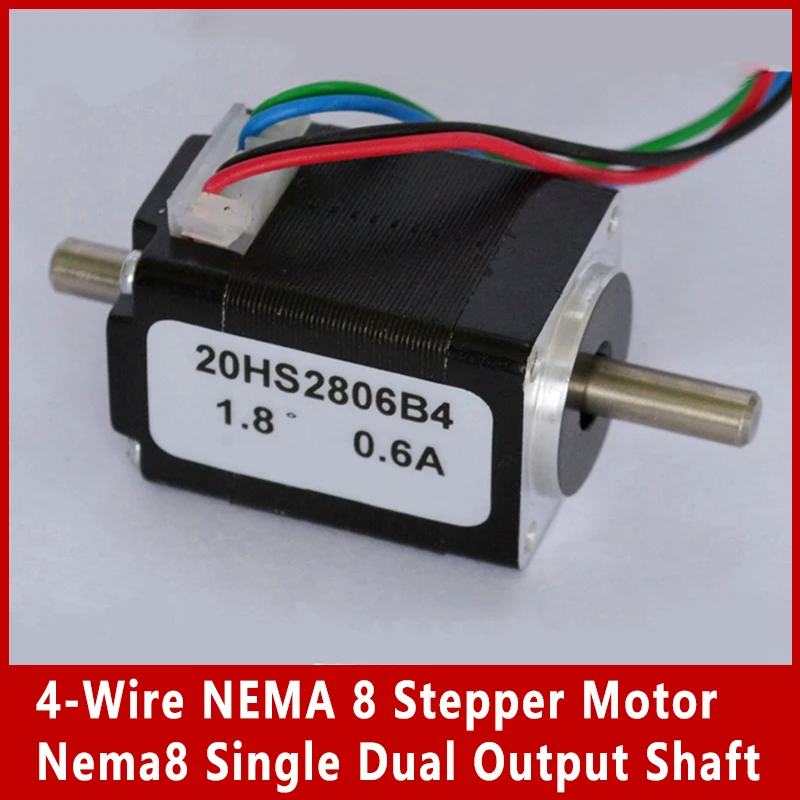 4-Wire NEMA 8 Stepper Motor Fuselage Length 28mm Step angle 1.8° Single Dual Output Shaft 1.4N.cm Current 0.6A/0.2A
4-Wire NEMA 8 Stepper Motor Fuselage Length 28mm Step angle 1.8° Single Dual Output Shaft 1.4N.cm Current 0.6A/0.2A