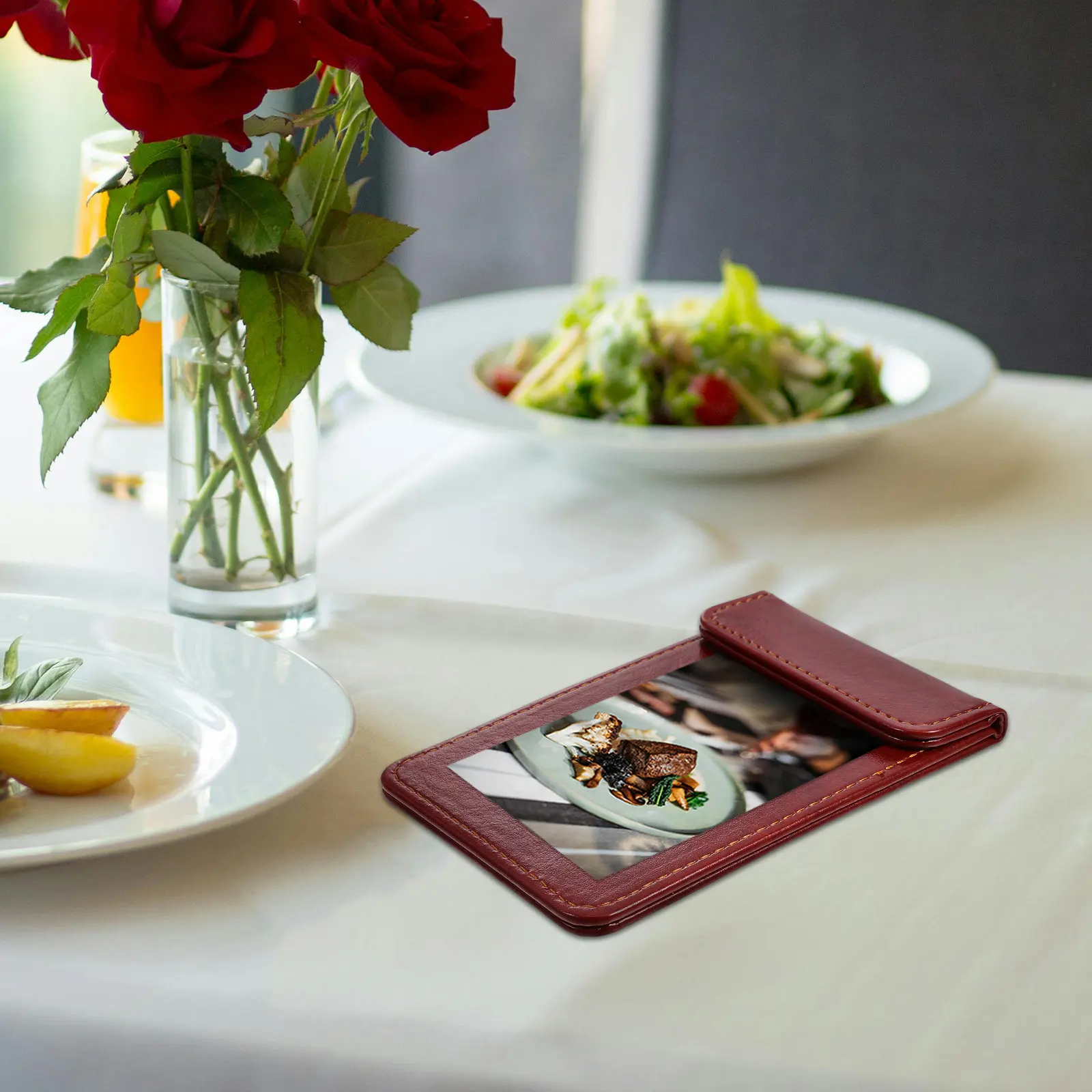 Faux Menu Clipboard Magnetic Buckle Portable Multi-Functional Menu Holder for Restaurants Cafes Bars Receipt Document
Faux Menu Clipboard Magnetic Buckle Portable Multi-Functional Menu Holder for Restaurants Cafes Bars Receipt Document