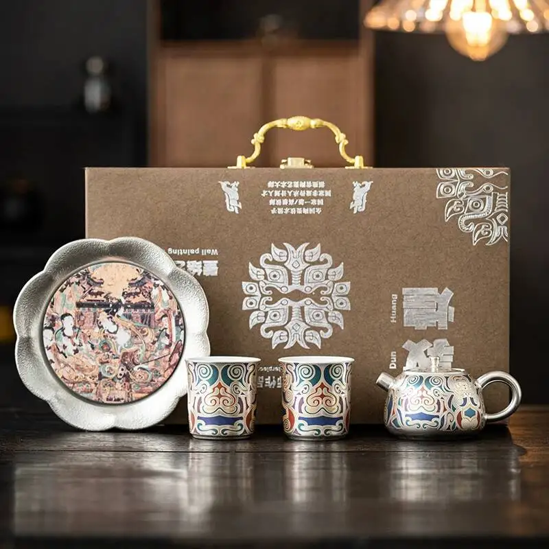 Dunhuang Cultural Creative Industries Master Chen Desheng 999 Pure Silver Gilded Teapot Kung Fu Tea Set For Home Use And
Dunhuang Cultural Creative Industries Master Chen Desheng 999 Pure Silver Gilded Teapot Kung Fu Tea Set For Home Use And