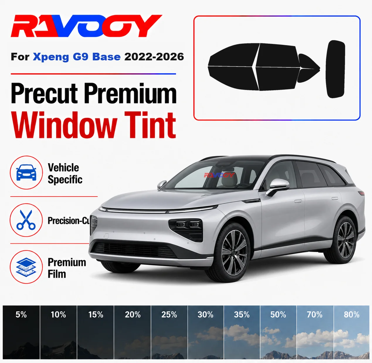 Premium Precut Window Tint Kit Front Rear Windows Rear Windshield For Xpeng G9 Base 2022-2026 Complete Set Nano Ceramic Film
Premium Precut Window Tint Kit Front Rear Windows Rear Windshield For Xpeng G9 Base 2022-2026 Complete Set Nano Ceramic Film