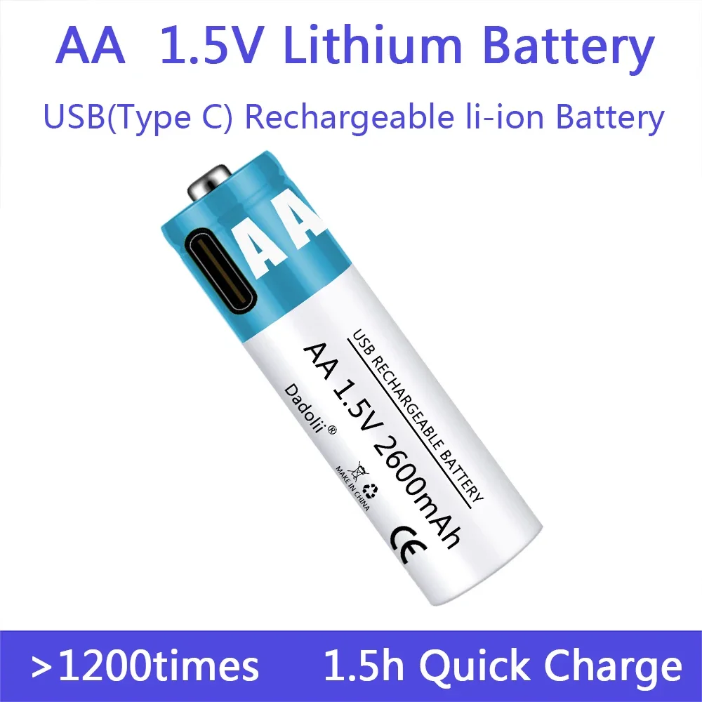 Daweikala AA Батарея 1,5 В AA 2600 мАч USB Литий-ионная аккумуляторная батарея для дистанционного управления Мышь Маленький вентилятор Электрическая игрушечная батарея Кабина
Daweikala AA Батарея 1,5 В AA 2600 мАч USB Литий-ионная аккумуляторная батарея для дистанционного управления Мышь Маленький вентилятор Электрическая игрушечная батарея Кабина