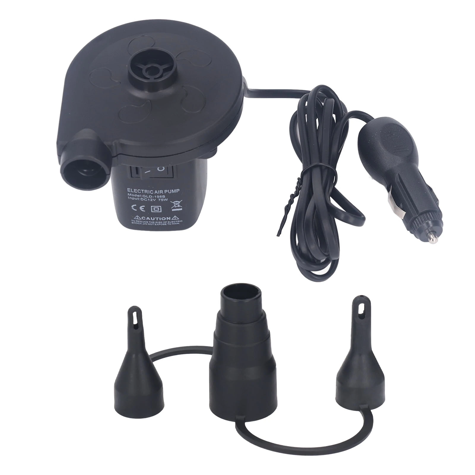 Electric Air Pump 75W Low Noise Portable Inflator Deflator Pump with 3 Nozzle DC12V
Electric Air Pump 75W Low Noise Portable Inflator Deflator Pump with 3 Nozzle DC12V