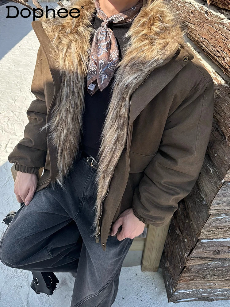 2025 Men's Winter New Trendy Stylish Faux Fur Collar Thickened Warm Coats Long Sleeve Jackets Male Handsome Loose Comfort Coats
2025 Men's Winter New Trendy Stylish Faux Fur Collar Thickened Warm Coats Long Sleeve Jackets Male Handsome Loose Comfort Coats