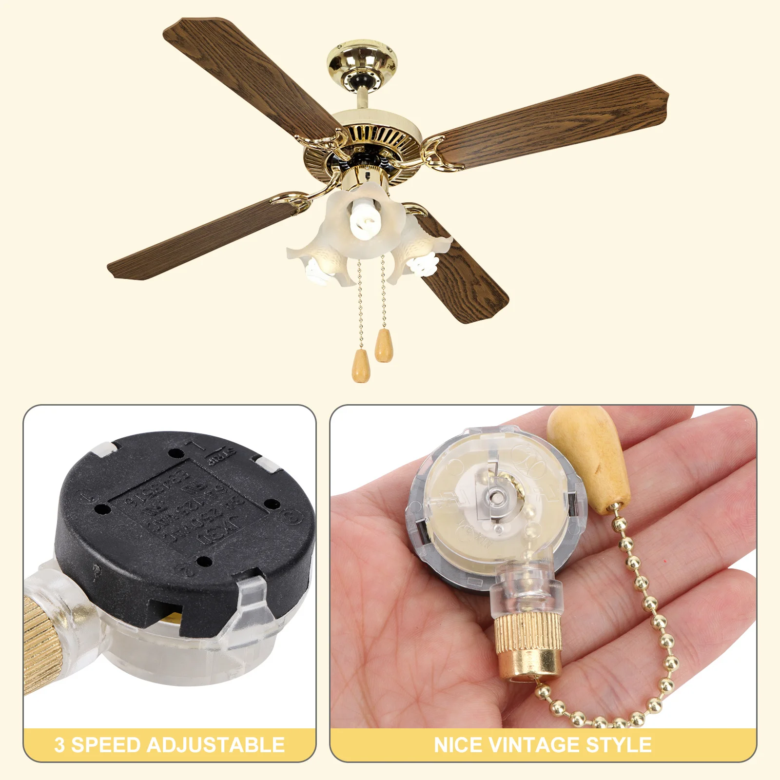 3 Speeds Adjustable For Ceiling Light Lamp Replacement 10-20Cm Long Vintage Style Switch Control Cord Lamp Accessories
3 Speeds Adjustable For Ceiling Light Lamp Replacement 10-20Cm Long Vintage Style Switch Control Cord Lamp Accessories