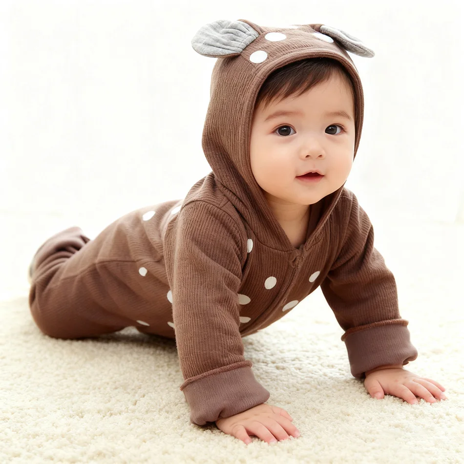 Baby Bodysuit Deer Pattern Infant Hooded Romper Jumpsuit Newborn Outerwear Cozy Animal Print Cute Unisex Outfit for Boys Girls
Baby Bodysuit Deer Pattern Infant Hooded Romper Jumpsuit Newborn Outerwear Cozy Animal Print Cute Unisex Outfit for Boys Girls