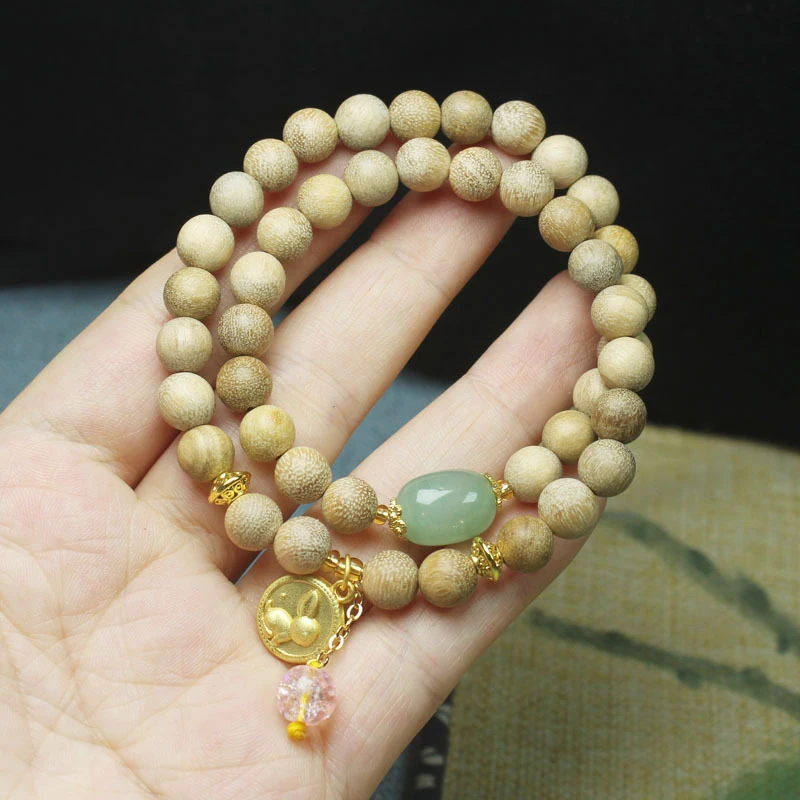 Milky Wood 8mm Double Circle Bracelet with Fortune Rabbit Round Pendant, Unisex Buddhist Prayer Beads and Jewelry
Milky Wood 8mm Double Circle Bracelet with Fortune Rabbit Round Pendant, Unisex Buddhist Prayer Beads and Jewelry