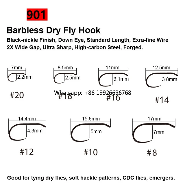 Wholesale Barbless/Barbed Fly Tying Hooks Nymph Dry Streamer Wet Caddis Fly Hooks Trout Fly Tying Material Fishhooks manufacture
Wholesale Barbless/Barbed Fly Tying Hooks Nymph Dry Streamer Wet Caddis Fly Hooks Trout Fly Tying Material Fishhooks manufacture