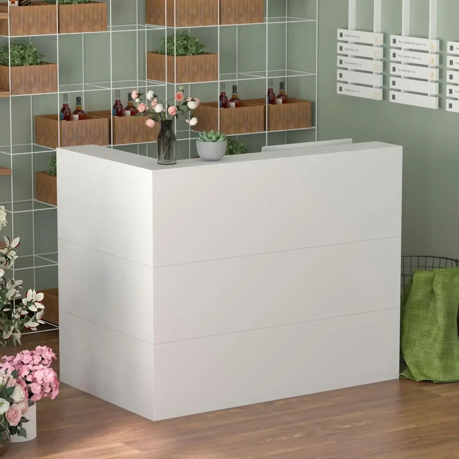 Modern Reception Desk Front Desk Reception Counter, Large Storage Shelves and Drawers, Retail Counter for Reception Room White
Modern Reception Desk Front Desk Reception Counter, Large Storage Shelves and Drawers, Retail Counter for Reception Room White
