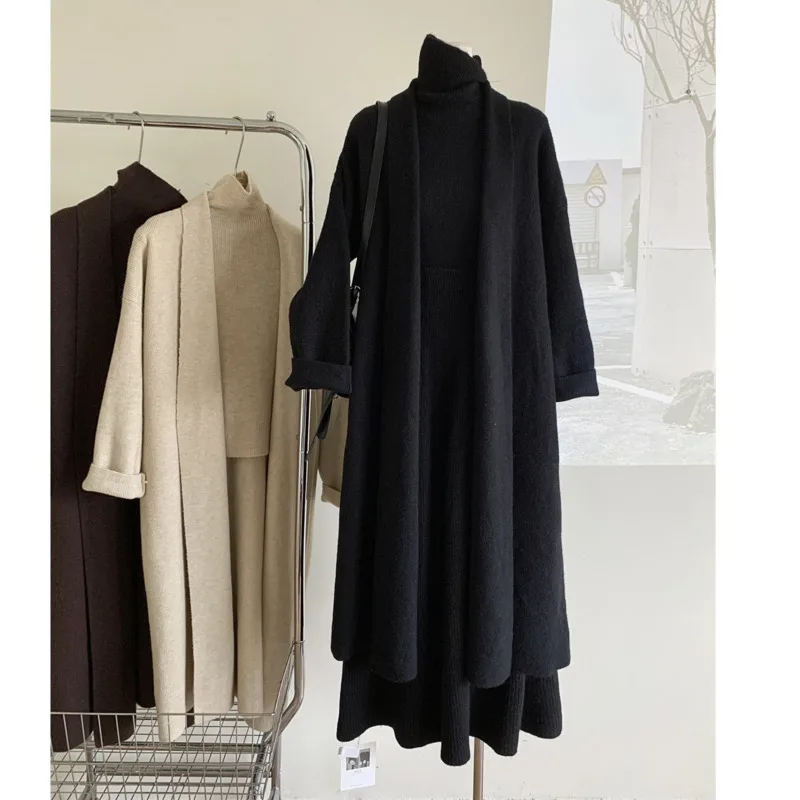 Fall Winter Knitted Three Piece Set For Woman Outfits Korean Chic Turtleneck Knitted Vest+long Cardigans+long Skirts Sets 2024
Fall Winter Knitted Three Piece Set For Woman Outfits Korean Chic Turtleneck Knitted Vest+long Cardigans+long Skirts Sets 2024
