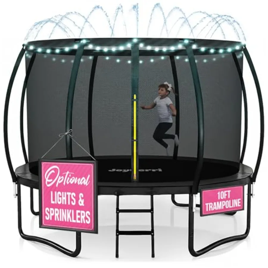 Outdoor trampoline for recreation galvanized steel frame with anti-rust coating black enclosure net ladder sprinkler and LED li
Outdoor trampoline for recreation galvanized steel frame with anti-rust coating black enclosure net ladder sprinkler and LED li