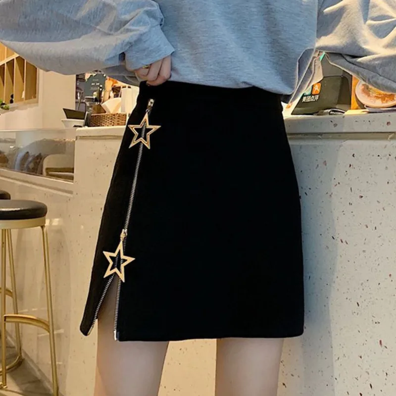 New Y2k Star Zipper Black Skirts For Women 2025 Spring Summer Korean Fashion Slimming A-line Skirt High Waist Casual Mini Skirts
New Y2k Star Zipper Black Skirts For Women 2025 Spring Summer Korean Fashion Slimming A-line Skirt High Waist Casual Mini Skirts