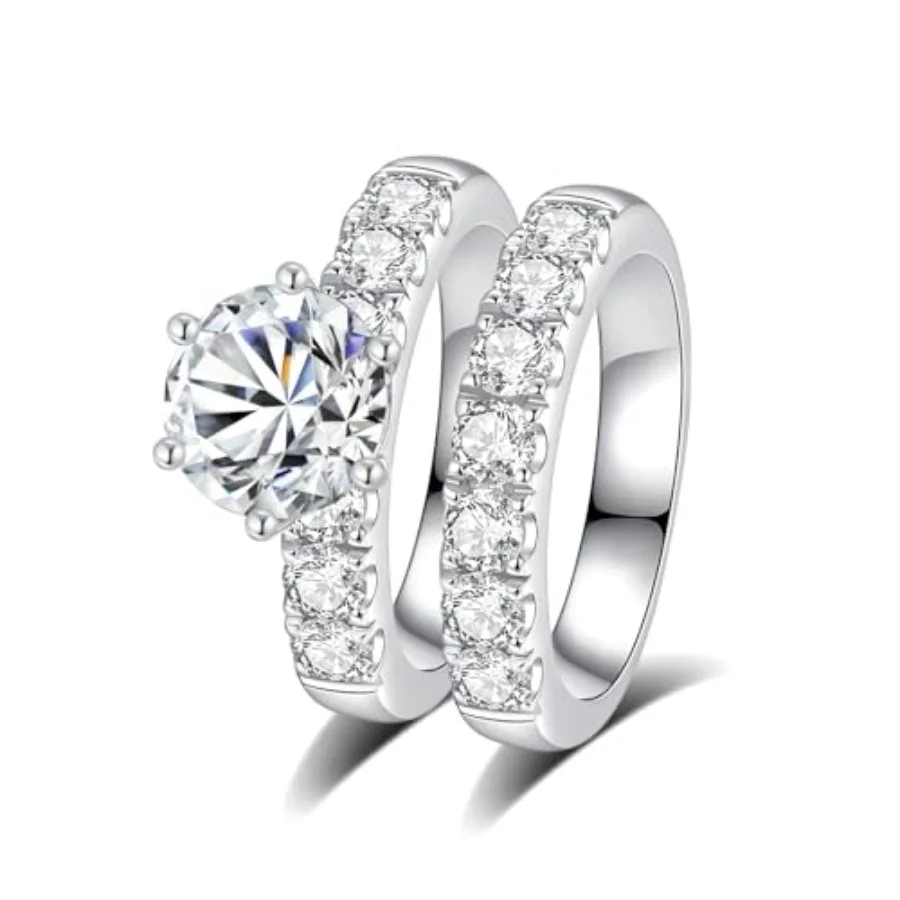 Moissanite Rings for Women Moissanite Bridal Ring Sets Wedding Band D Color VVS1 Round Cut S925 Sterling Silver Engagement Ring
Moissanite Rings for Women Moissanite Bridal Ring Sets Wedding Band D Color VVS1 Round Cut S925 Sterling Silver Engagement Ring