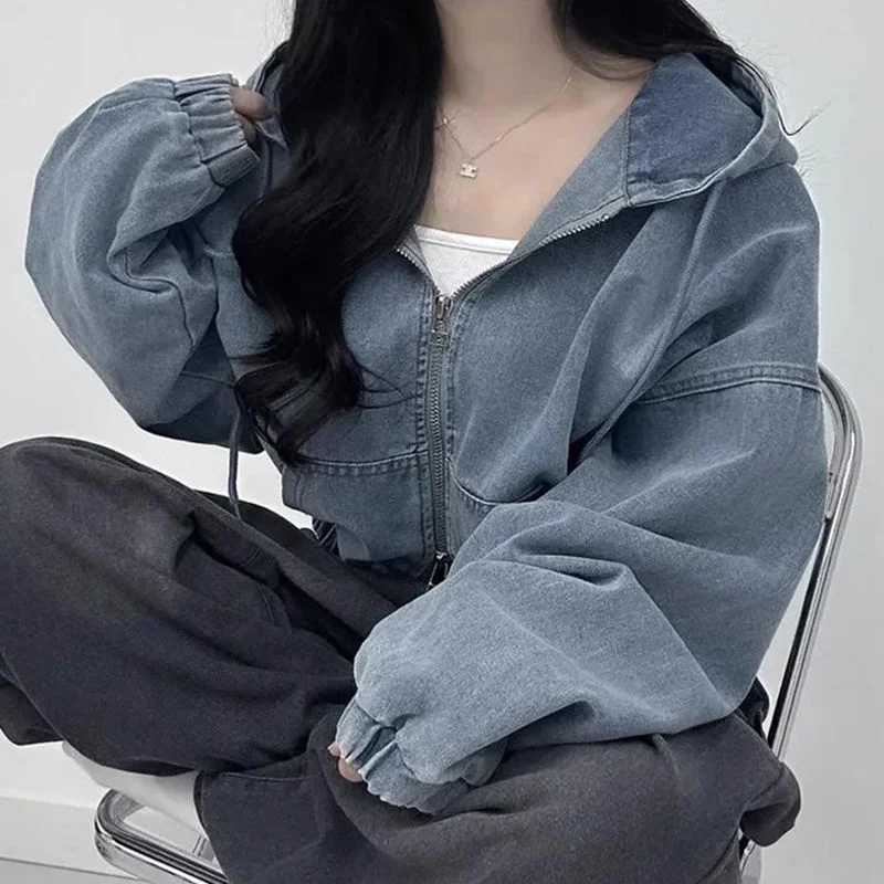 Retro Chic Casual Denim Jacket Women Autumn Winter Loose Fit Double Zipper Casual Versatile Hooded Long Sleeve Cowboy Outwear
Retro Chic Casual Denim Jacket Women Autumn Winter Loose Fit Double Zipper Casual Versatile Hooded Long Sleeve Cowboy Outwear