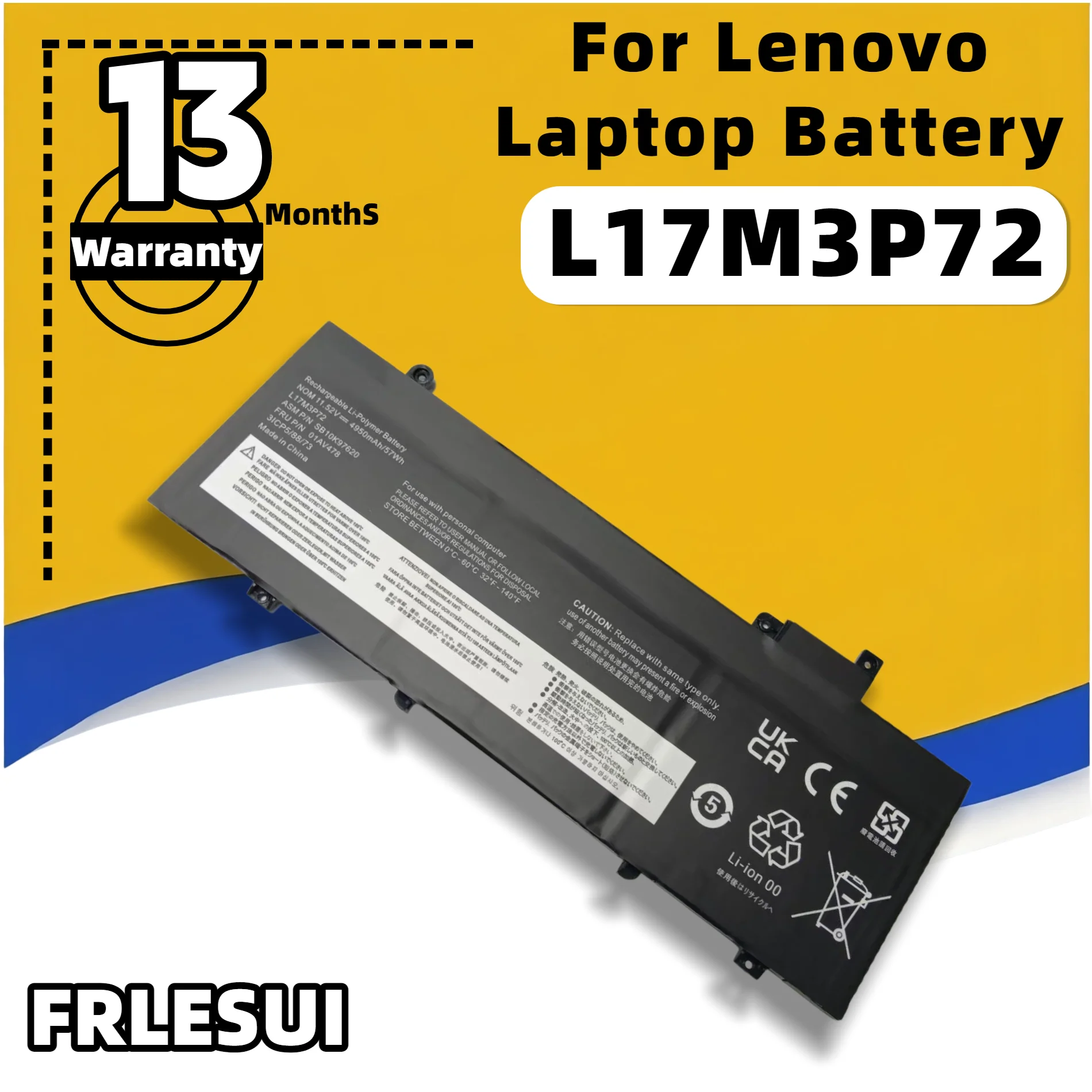 FRLESUI L17M3P72 L17L3P71 01AV480 Battery For Lenovo ThinkPad T480s Series (20L7, 20L8) 01AV478 01AV479 SB10K97621 L17M3P71
FRLESUI L17M3P72 L17L3P71 01AV480 Battery For Lenovo ThinkPad T480s Series (20L7, 20L8) 01AV478 01AV479 SB10K97621 L17M3P71
