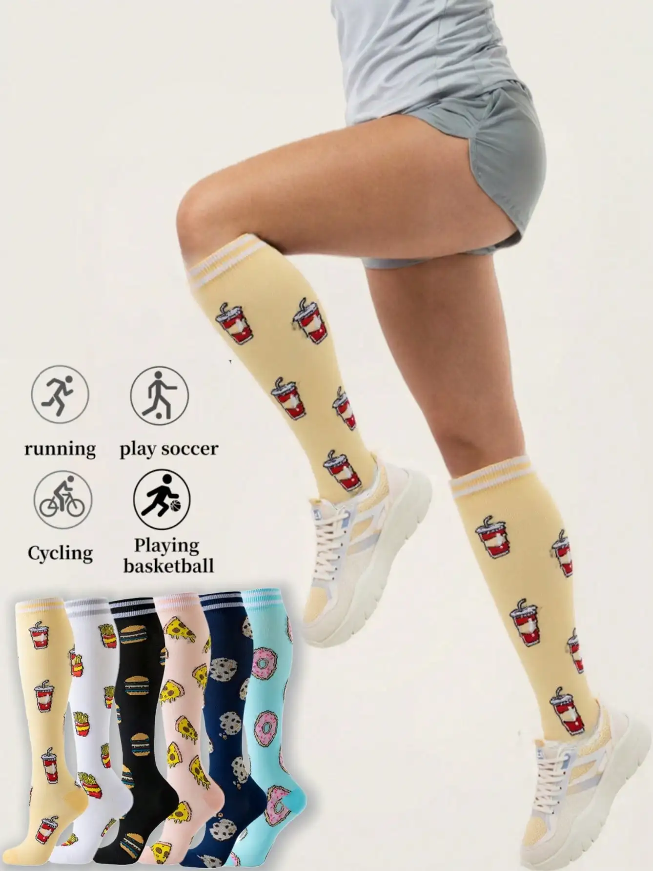 1 Pair Compression Socks For Women, Cute Pattern Breathable High Tube Socks For Running Fitness Skipping Sports, Gym
1 Pair Compression Socks For Women, Cute Pattern Breathable High Tube Socks For Running Fitness Skipping Sports, Gym