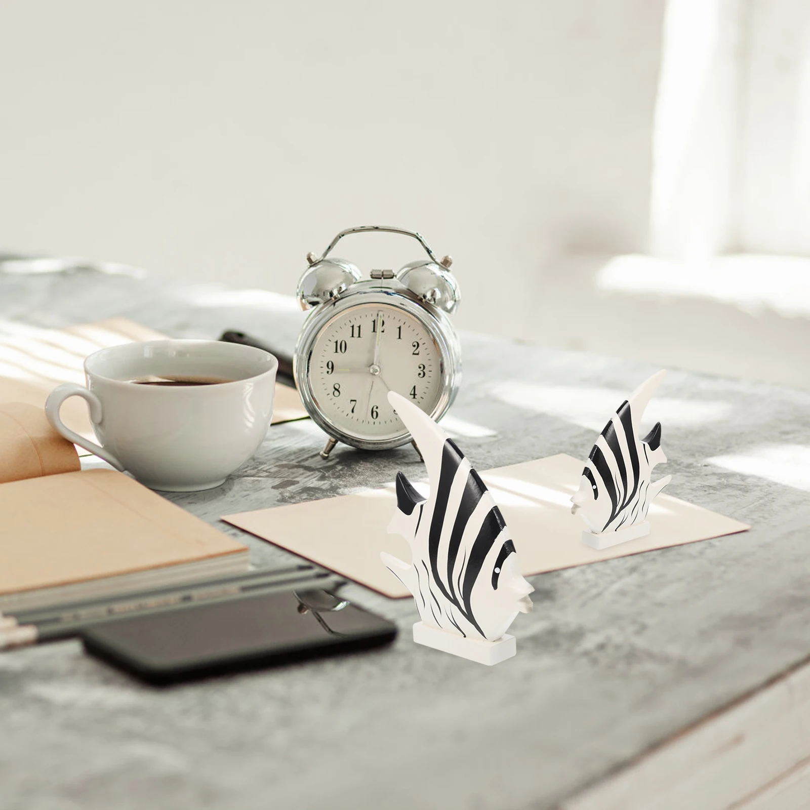 2Pcs Elegant Wooden Fish Decoration Black And White Striped Mediterranean Style Home Adornment Desktop Creative Ornament
2Pcs Elegant Wooden Fish Decoration Black And White Striped Mediterranean Style Home Adornment Desktop Creative Ornament