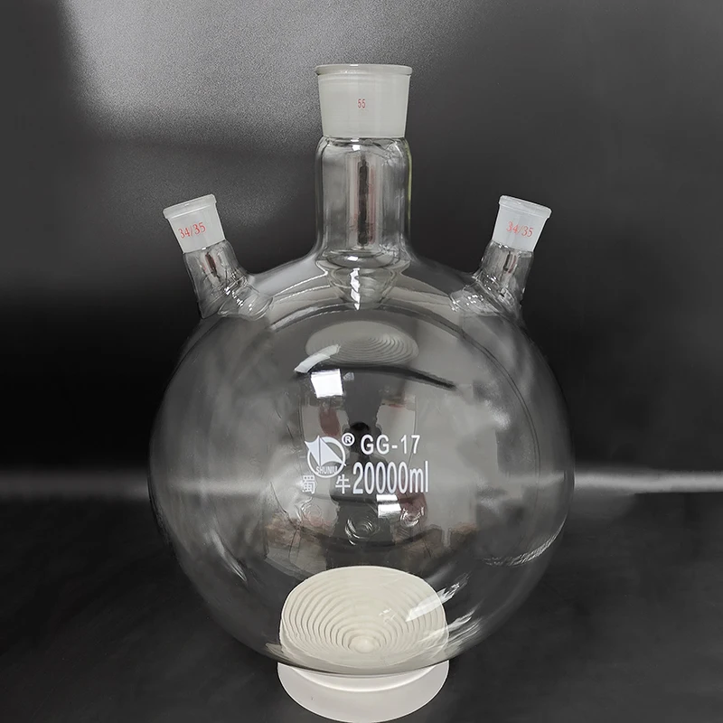 SHUNIU Three-necked flask oblique shape,with three necks standard grinding mouth 20000mL,Middle joint 55/50,lateral joint 34/35
SHUNIU Three-necked flask oblique shape,with three necks standard grinding mouth 20000mL,Middle joint 55/50,lateral joint 34/35